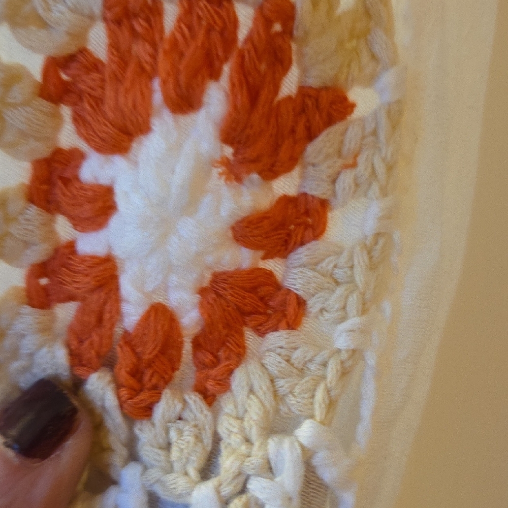 Bohemian Wide Leg White Pants with Colorful Crochet Trim - Picture 3 of 5